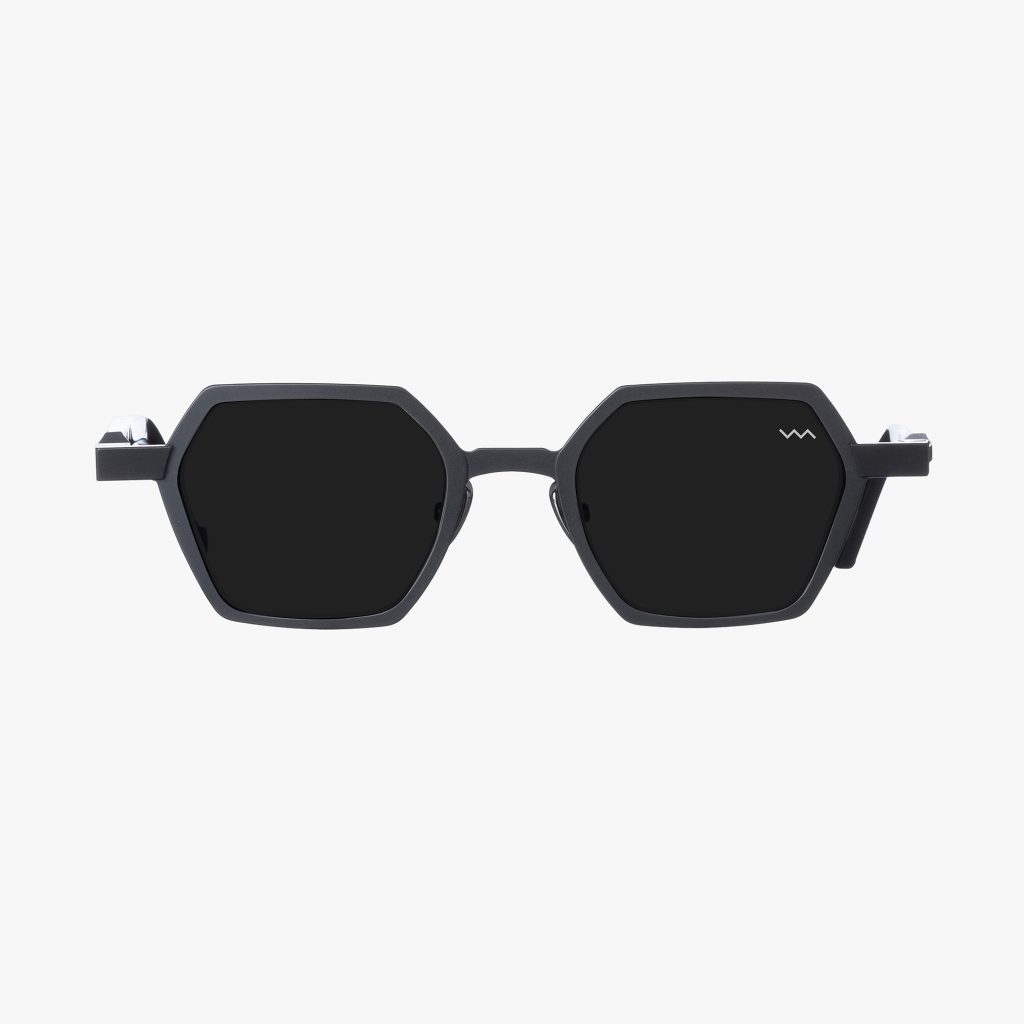 Front view of the WL0110 with Barberini Mineral Crystal lenses is a hexagonal-shaped sunglass frame from the VAVA WHITE LABEL. Handmade in Italy.